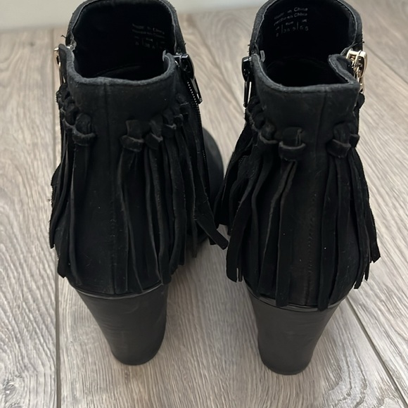 Call It Spring Black Ankle Boots with Fringe - Picture 5 of 9